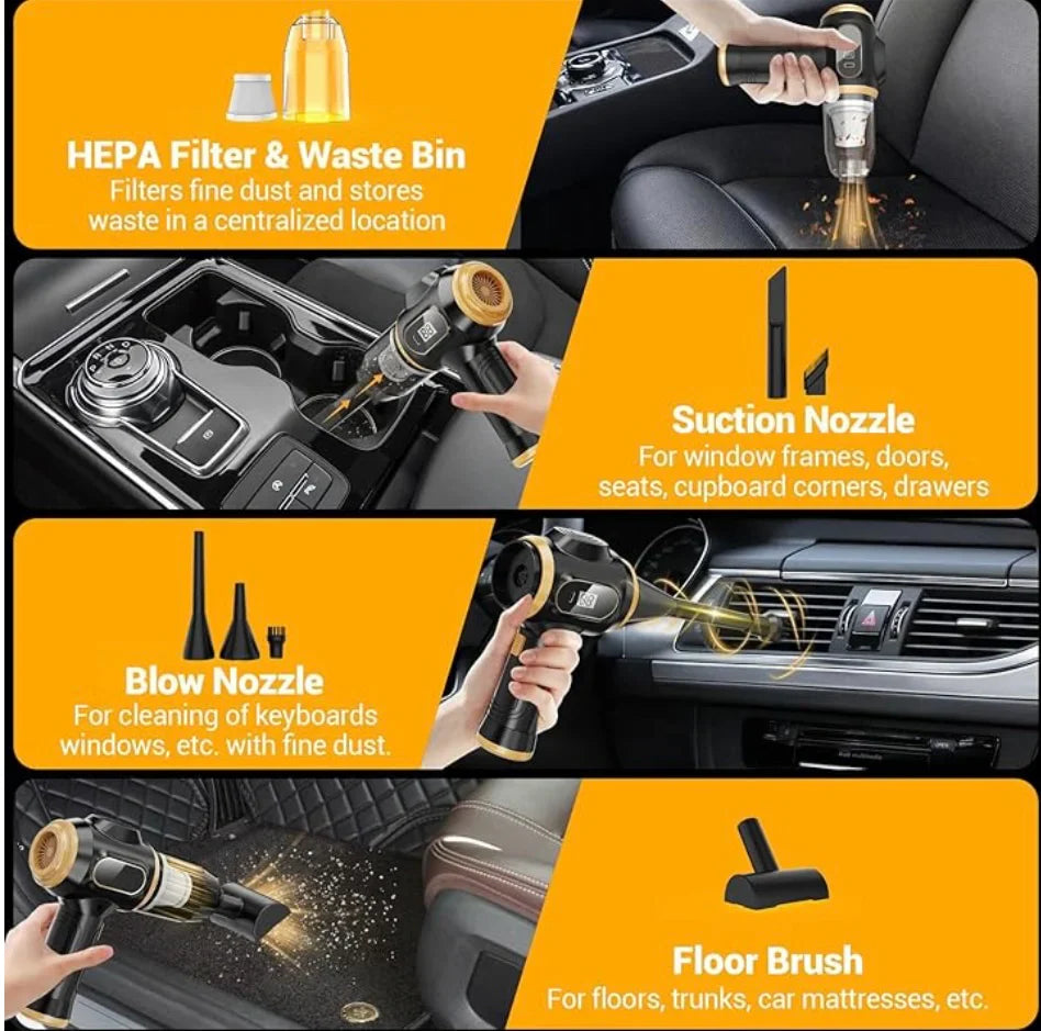 TurboVac Mini Pro™ – Portable Cordless Car Vacuum Cleaner